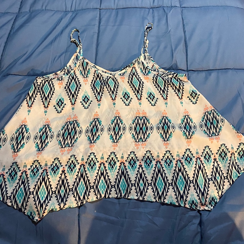 Rue21 See Through Geometric Aztec flowy tank top size Large